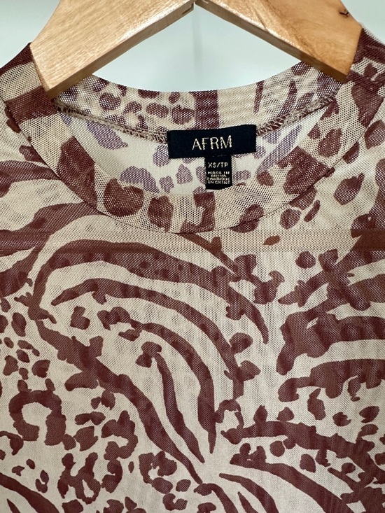 AFRM Shailene Sheer Dress in Taupe Animal XS - Picture 3 of 7
